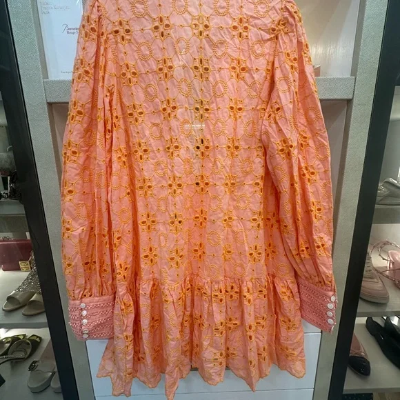 IC COLLECTION Peach and Yellow Embroidered Top - Picture 7 of 8